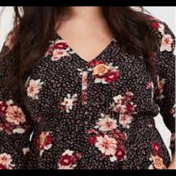 Torrid Floral Chablis 3/4 Corset Crop Blouse Plus 2X/ 18-20 Career Date Night - Picture 3 of 9